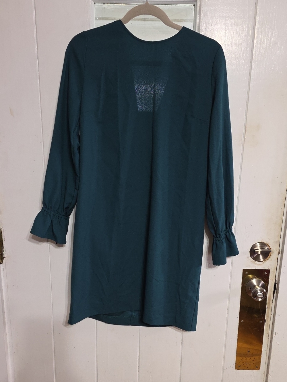 Banana Republic Factory Women's Dress Teal Green Zips Ruffly/Tie sleeves Sz 10
